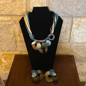 Colorful Necklace with matching clip on earrings